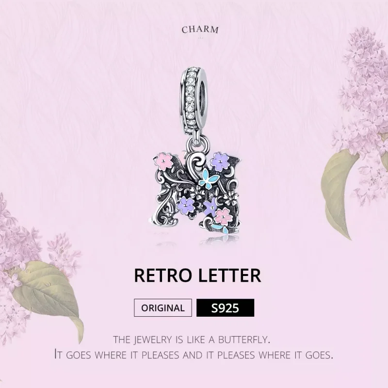 (bild till) Pandora Stil Hängberlock Blommebrev M - Scc1274 - View 2