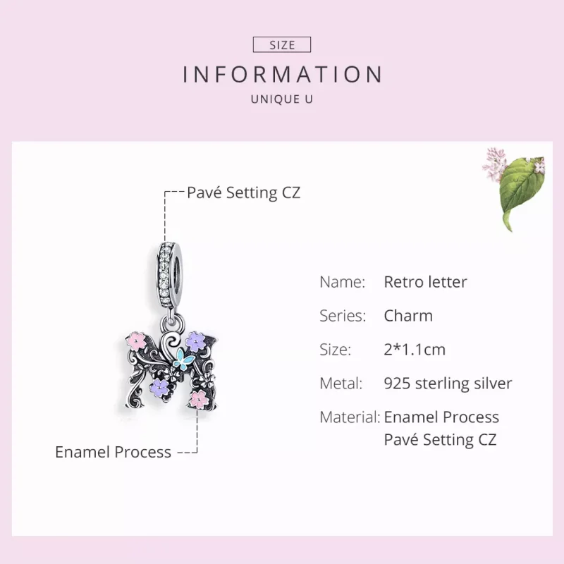 (bild till) Pandora Stil Hängberlock Blommebrev M - Scc1274 - View 3