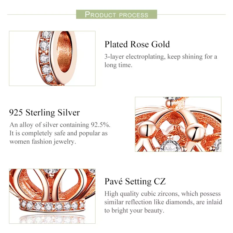 (bild till) Pandora Stil Hängberlock Regal Crown 14 Karat Roséguld - Scc1121 - View 6