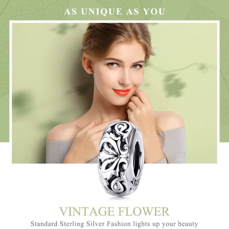 (bild till) Pandora Stil Mellanled Vintage Blomma - Scc1139 - View 2