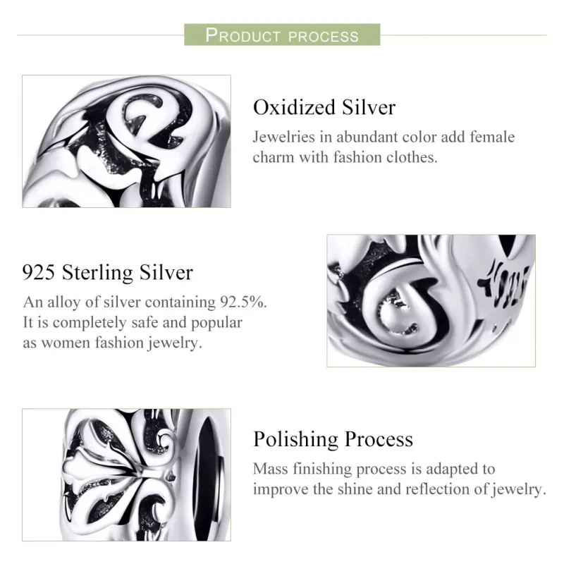 (bild till) Pandora Stil Mellanled Vintage Blomma - Scc1139 - View 5