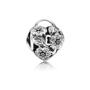 (bild till) Pandora Berlock Blommigt Hjärtat Hänglås Öppet - 791397