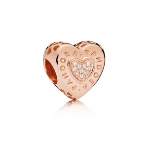 (bild till) Pandora Berlock Signaturhjärta 14 Karat Roséguld - 787375Cz