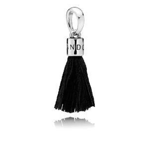 (bild till) Pandora Mellanled Svart Tyg Tofs - 797212Cbk