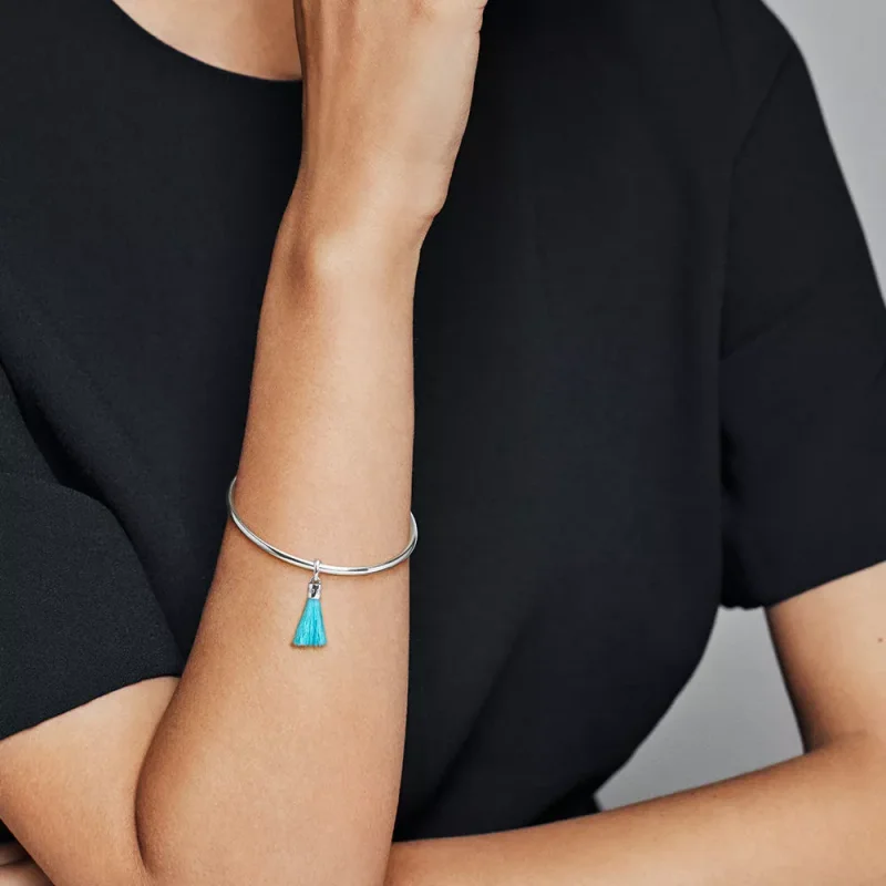 (bild till) Pandora Mellanled Turkos Tyg Tofs - 797212Ctq - View 2