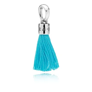 (bild till) Pandora Mellanled Turkos Tyg Tofs - 797212Ctq