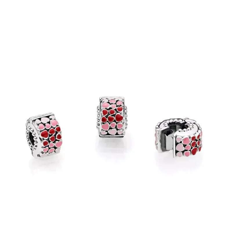 (bild till) PANDORA Red & Pink Hearts Klämstopp 796594ENMX - View 2