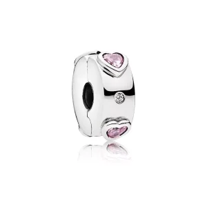 (bild till) PANDORA Sparkling Pink Hearts Klämstopp 796591FPC