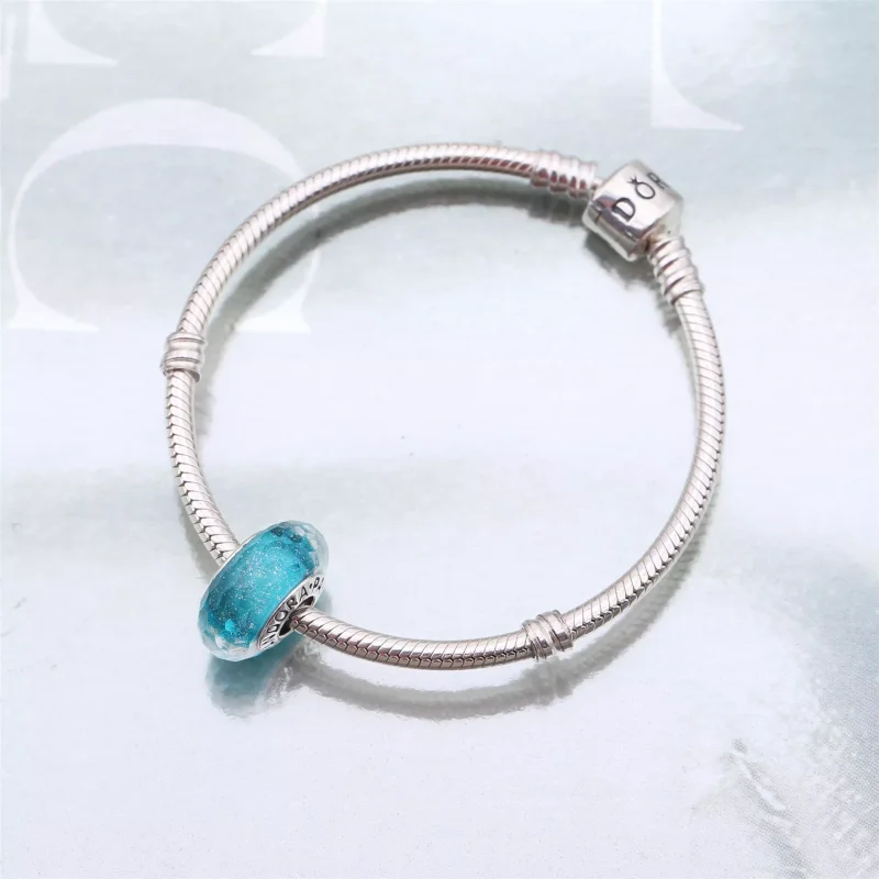 (bild till) PANDORA Teal Shimmer Glass Berlock 791655 - View 4