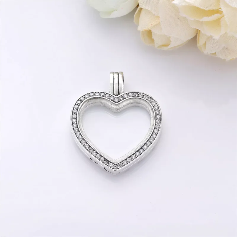 (bild till) Sparkling PANDORA Floating Heart Locket 797248CZ - View 2