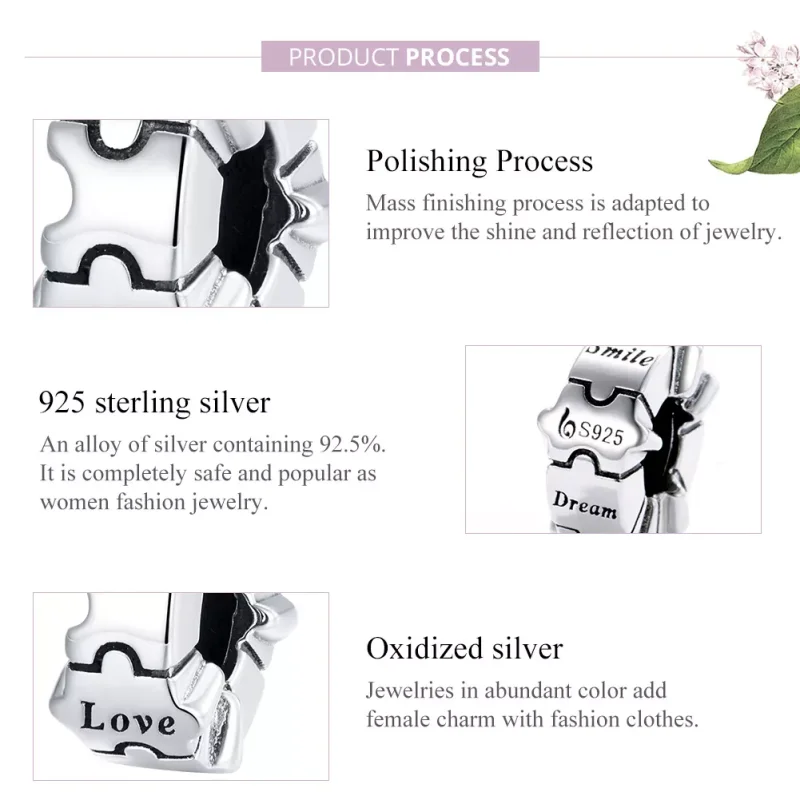 (bild till) Pandora Stil Klämstopp Enkelt Pussel - Bsc377 - View 8