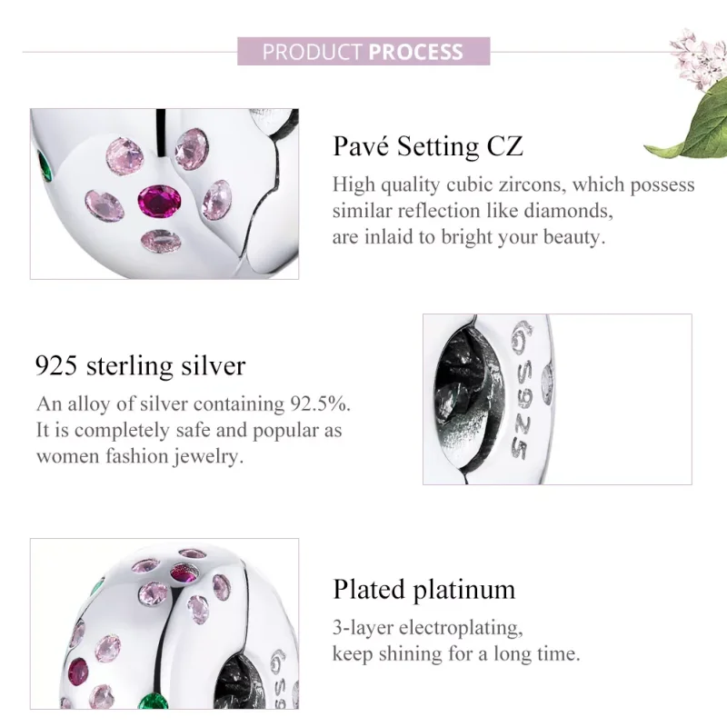 (bild till) Pandora Stil Klämstopp Kontraherade Blommor - Bsc245 - View 8