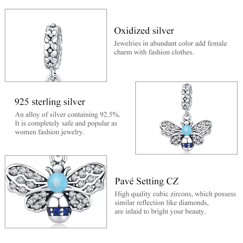 (bild till) Pandora Stil Hängberlock Blue Bee - Scc1480 - View 7