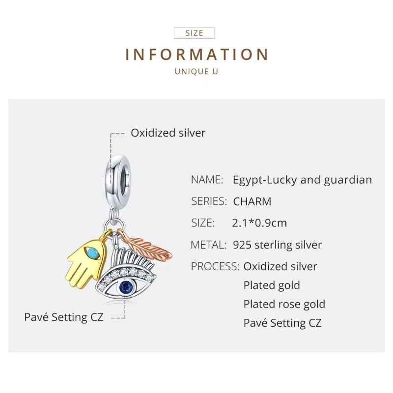 (bild till) Pandora Stil Hängberlock Egypten - Lucky Guardian - Scc1860 - View 6