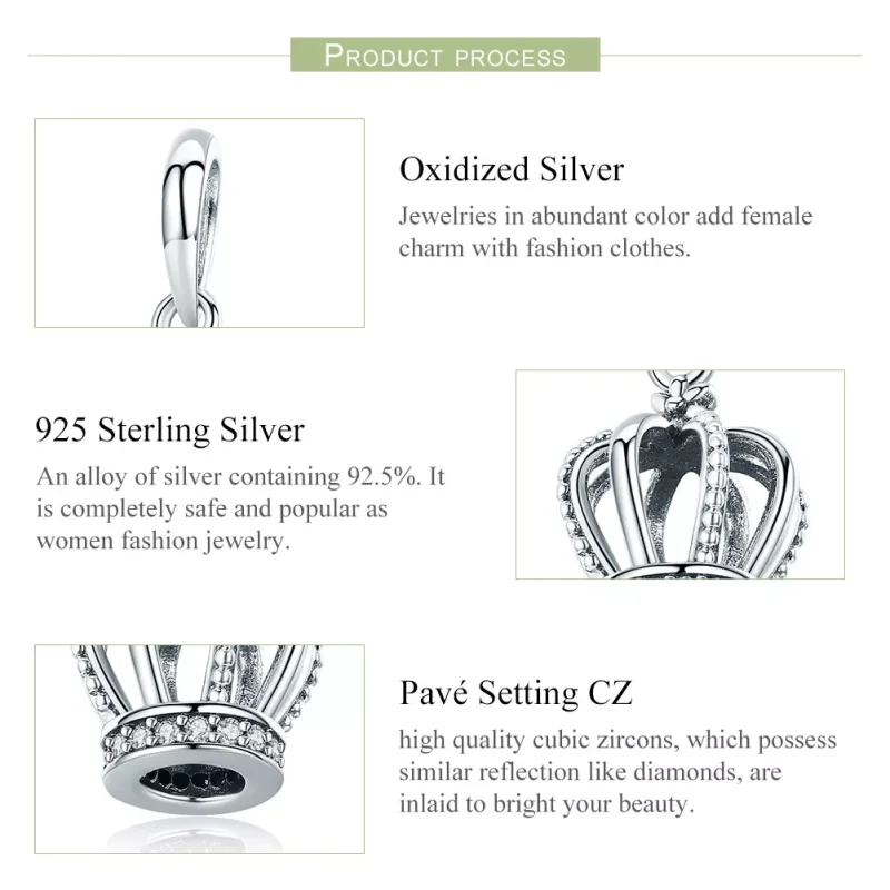 (bild till) Pandora Stil Hängberlock Elegant Krona - Scc781 - View 7