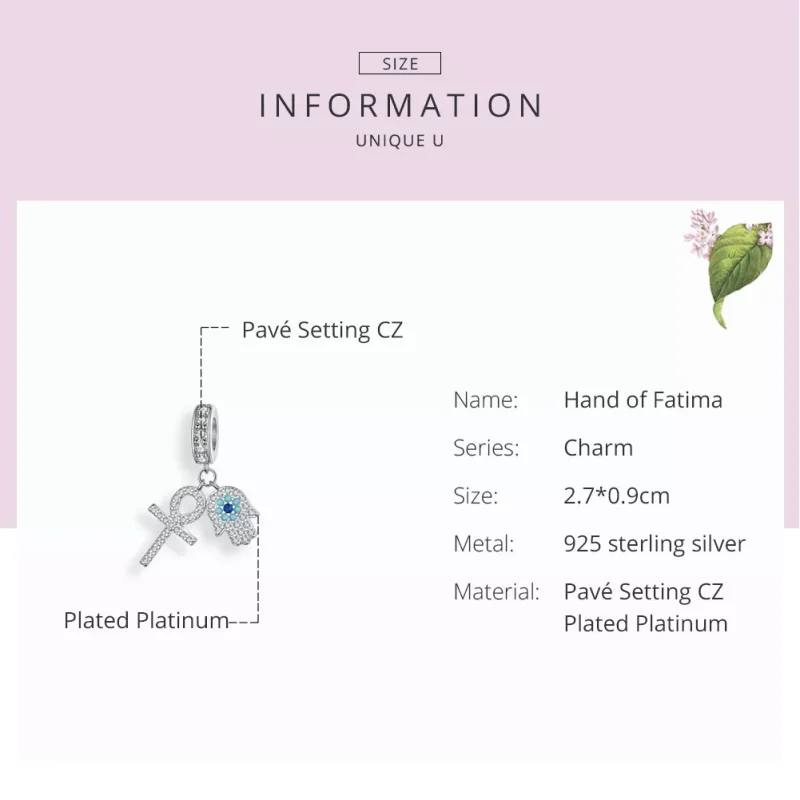 (bild till) Pandora Stil Hängberlock Fatimas Hand - Bsc084 - View 7