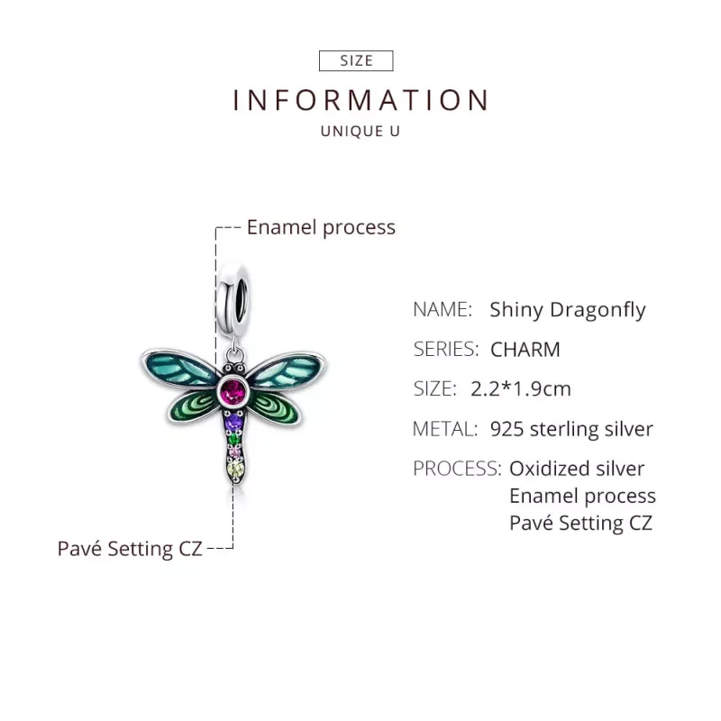 (bild till) Pandora Stil Hängberlock Glänsande Dragonfly - Scc1706 - View 8
