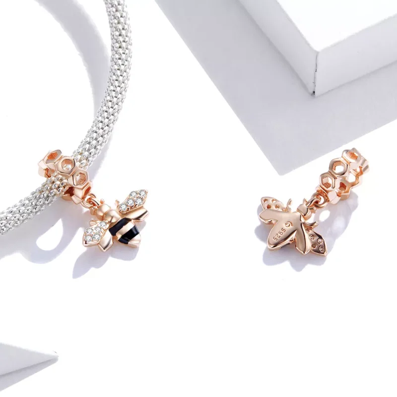 (bild till) Pandora Stil Hängberlock Litet Bi 14 Karat Roséguld - Bsc370 - View 4