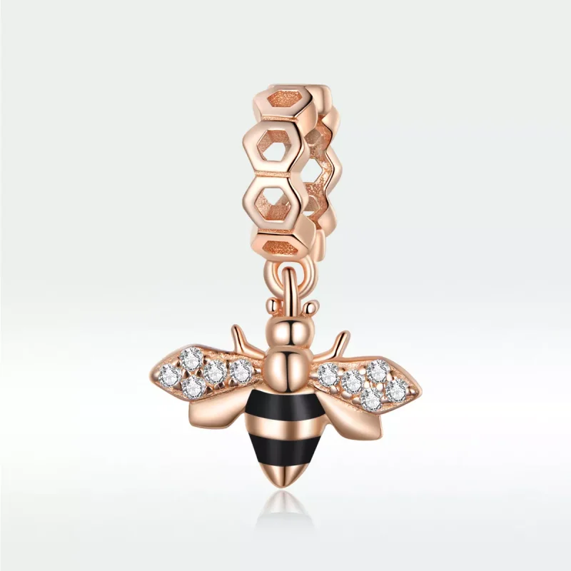 (bild till) Pandora Stil Hängberlock Litet Bi 14 Karat Roséguld - Bsc370 - View 5