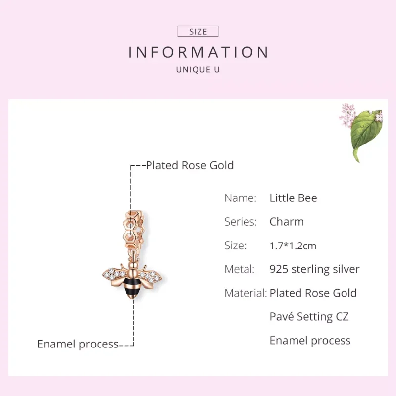 (bild till) Pandora Stil Hängberlock Litet Bi 14 Karat Roséguld - Bsc370 - View 7