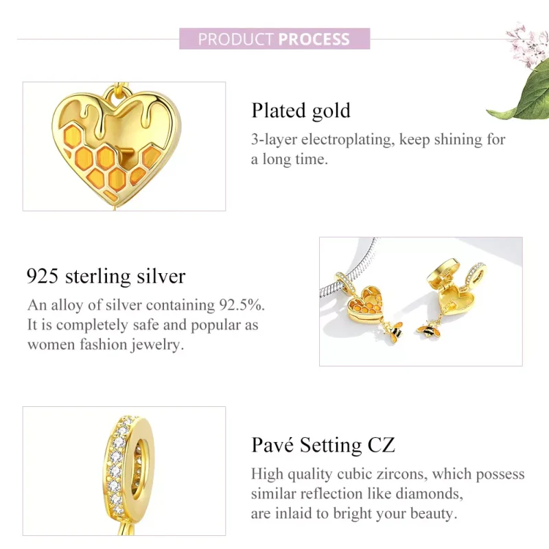 (bild till) Pandora Stil Hängberlock Älskar Honeycomb 14 Karats Guldpläterad - Scc1714 - View 7