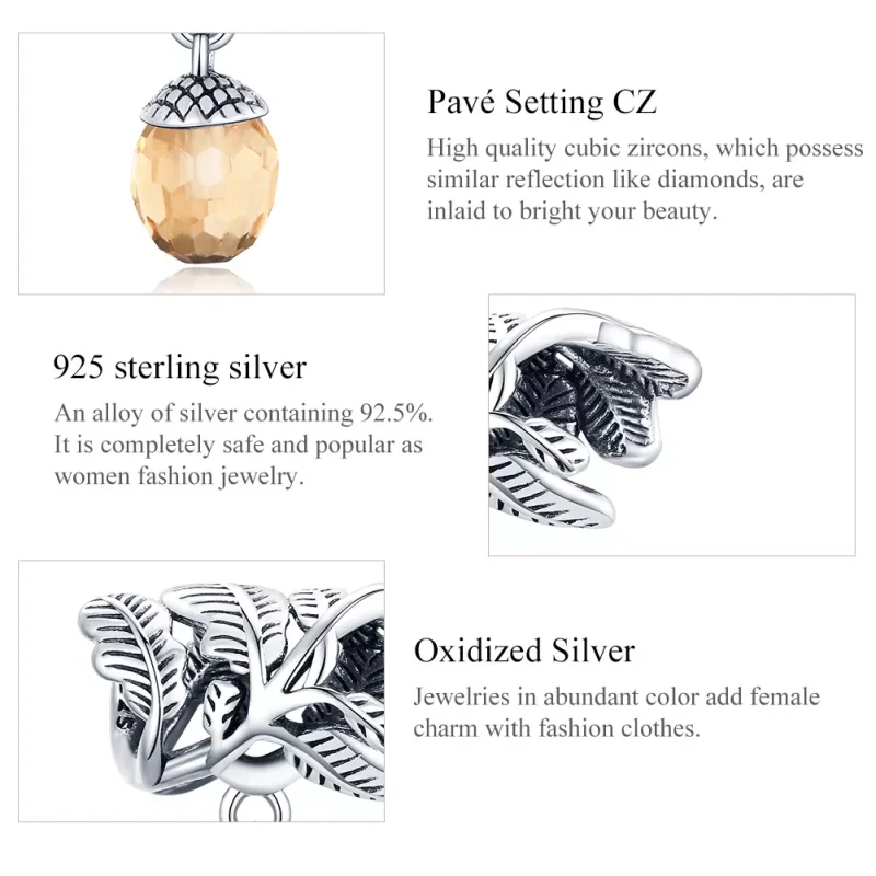 (bild till) Pandora Stil Hängberlock Lucky Pine Cone - Bsc336 - View 7
