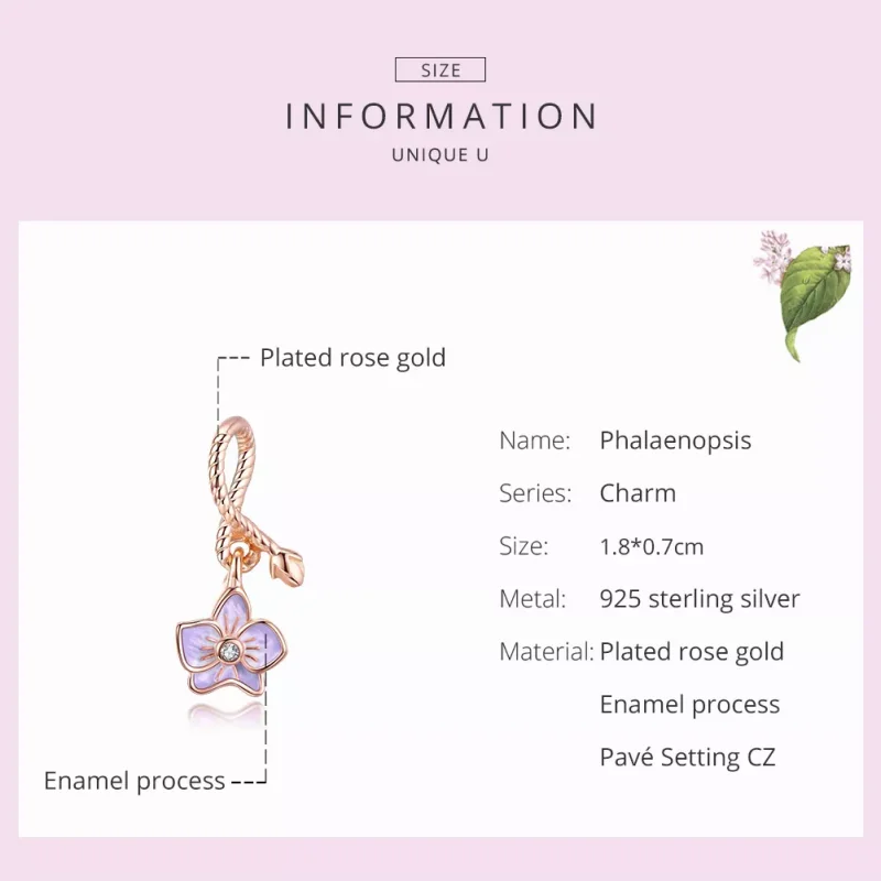 (bild till) Pandora Stil Hängberlock Orkide 14 Karat Roséguld - Bsc287 - View 7