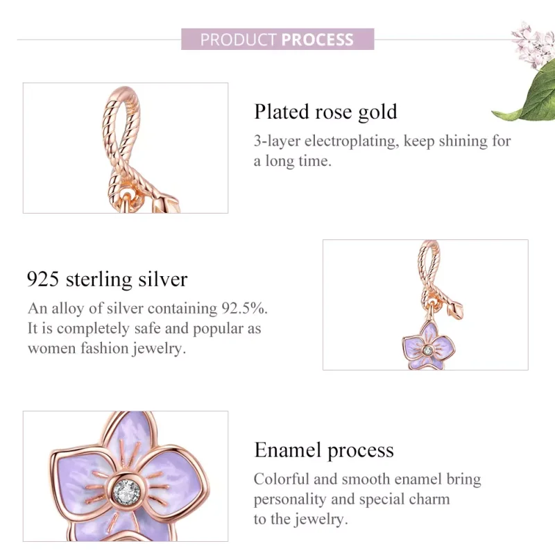 (bild till) Pandora Stil Hängberlock Orkide 14 Karat Roséguld - Bsc287 - View 8