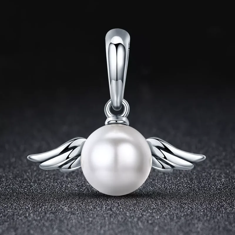 (bild till) Pandora Stil Hängberlock Pearl Angel Wings - Scc381 - View 2