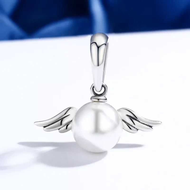 (bild till) Pandora Stil Hängberlock Pearl Angel Wings - Scc381 - View 3