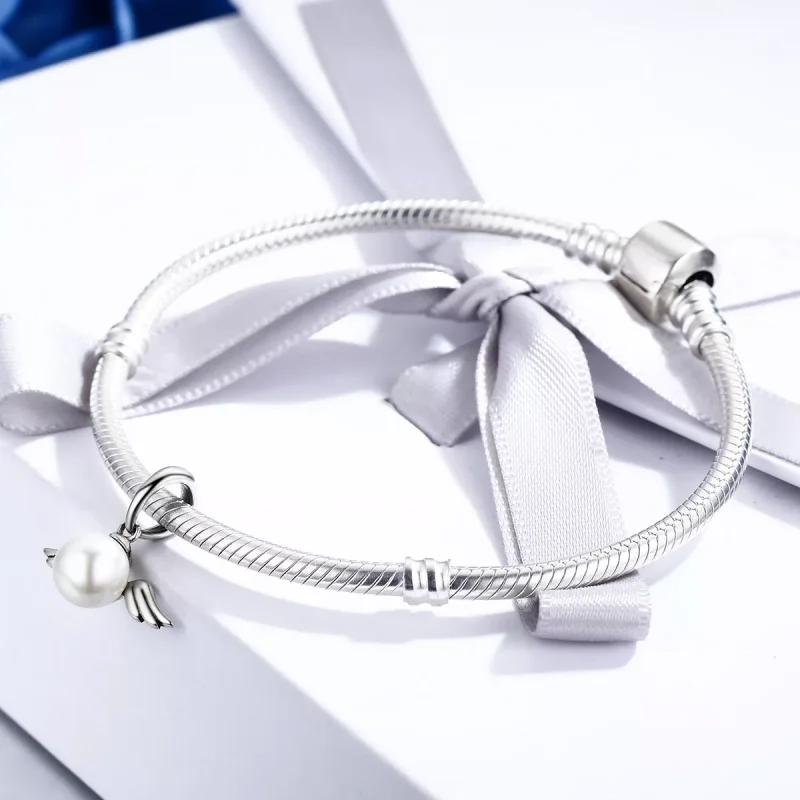 (bild till) Pandora Stil Hängberlock Pearl Angel Wings - Scc381 - View 4