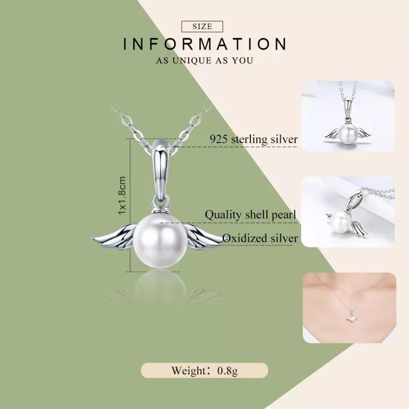 (bild till) Pandora Stil Hängberlock Pearl Angel Wings - Scc381 - View 7