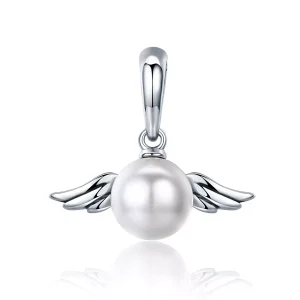 (bild till) Pandora Stil Hängberlock Pearl Angel Wings - Scc381