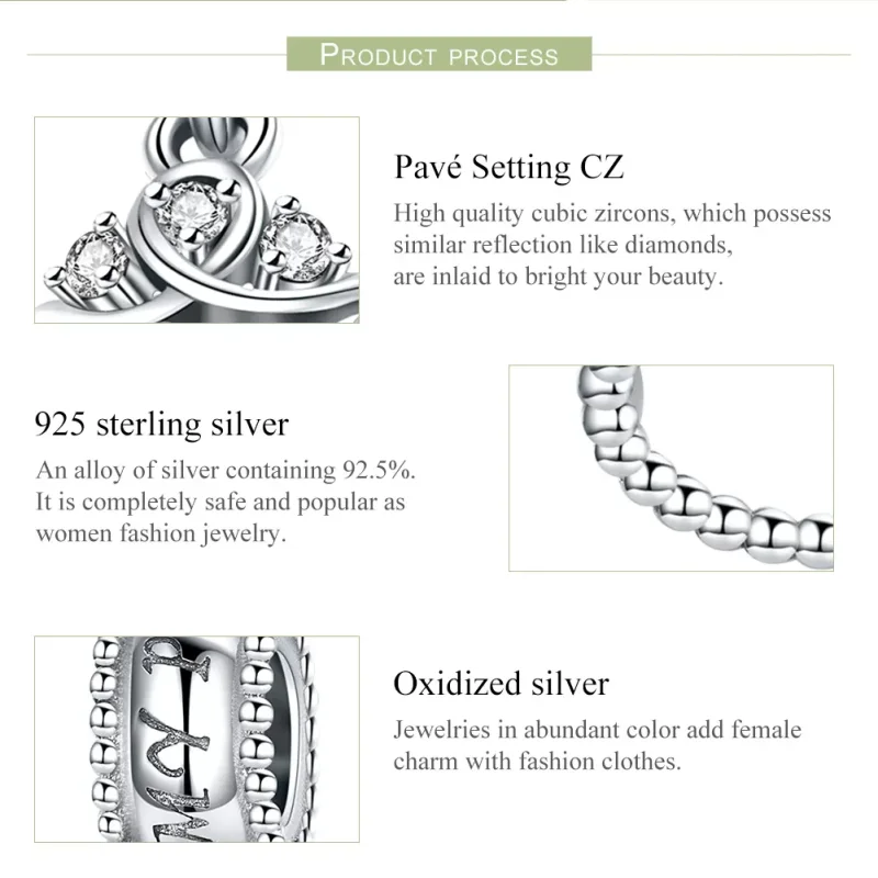 (bild till) Pandora Stil Hängberlock Princess Crown - Scc739 - View 7