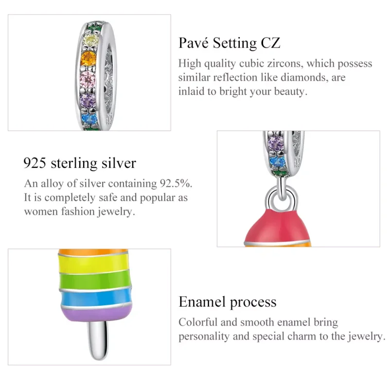 (bild till) Pandora Stil Hängberlock Rainbow Glass - Bsc351 - View 7