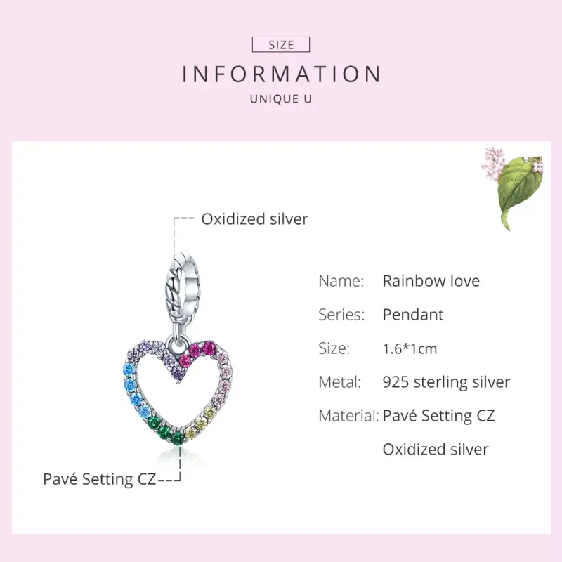 (bild till) Pandora Stil Hängberlock Rainbow Love - Scc1851 - View 5