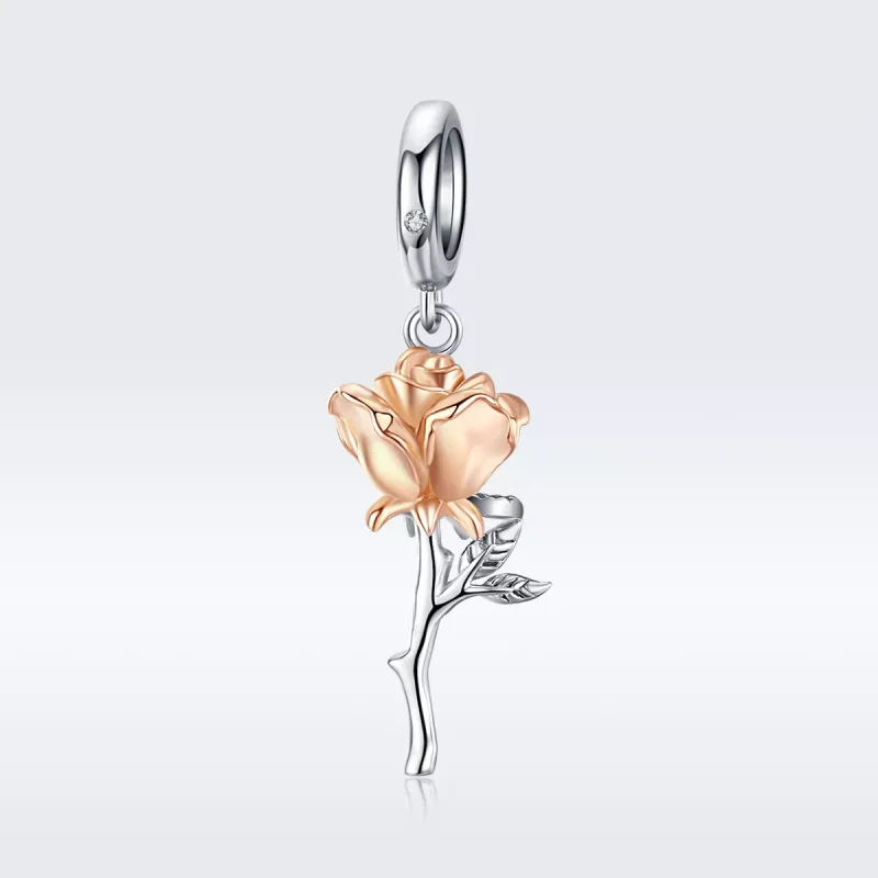 (bild till) Pandora Stil Hängberlock Tvåfärgat Älskare Rosblommor - Bsc145 - View 5