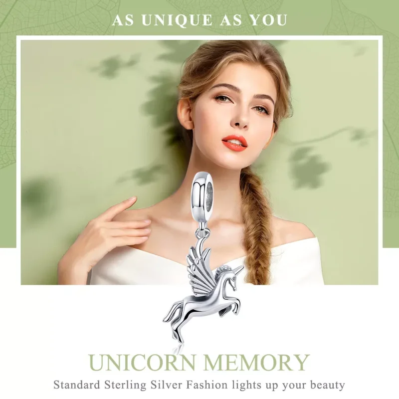 (bild till) Pandora Stil Hängberlock Unicorn Minne - Scc704 - View 6