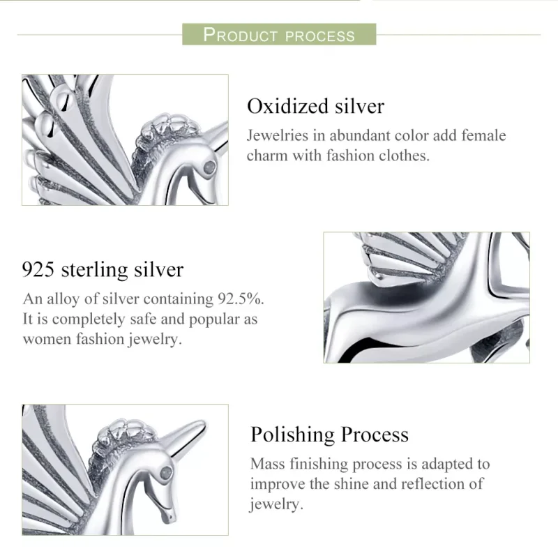 (bild till) Pandora Stil Hängberlock Unicorn Minne - Scc704 - View 7