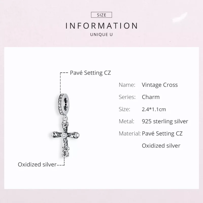 (bild till) Pandora Stil Hängberlock Vintage Cross - Bsc313 - View 6