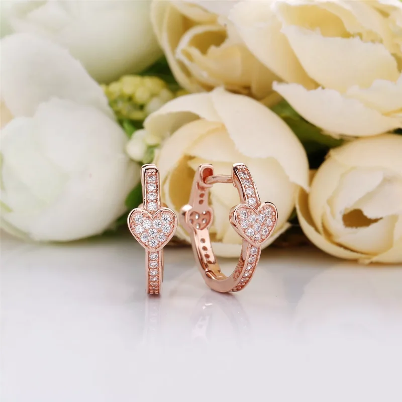 (bild till) Pandora Creoler Lockande Hjärtan 14 Karat Roséguld - 287290Cz - View 2