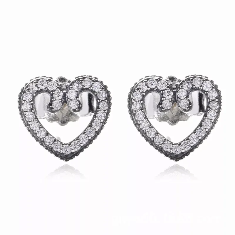 (bild till) PANDORA Heart Swirls Stiftörhängen 297099CZ - View 2