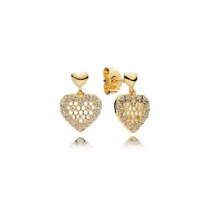 (bild till) PANDORA Honeycomb Lace Hängande örhängen 267068CZ