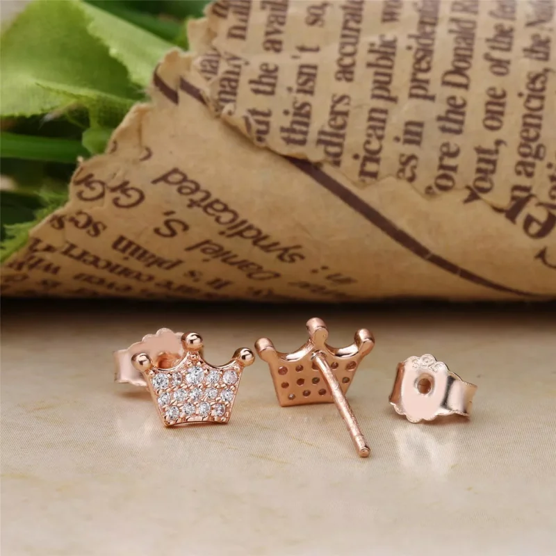 (bild till) PANDORA Pink Enchanted Crowns Stiftörhängen 287127NPO - View 2