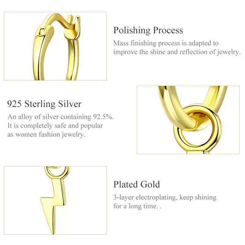 (bild till) Pandora Stil Creoler Belysning 14 Karats Guldpläterad - Sce621 - View 3