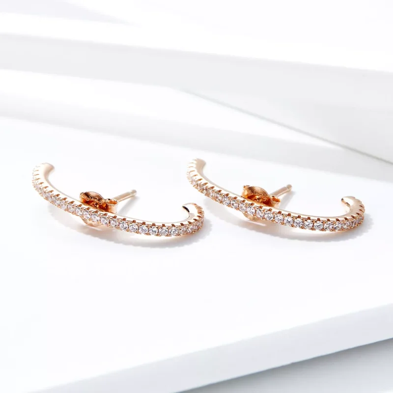 (bild till) Pandora Stil Creoler Eleganta Radianer 14 Karat Roséguld - Sce548 - View 2