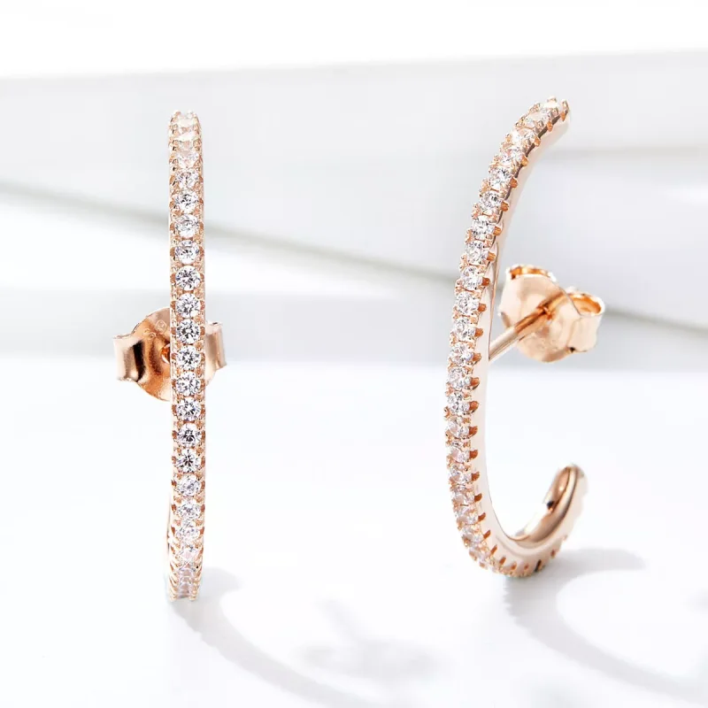 (bild till) Pandora Stil Creoler Eleganta Radianer 14 Karat Roséguld - Sce548 - View 5