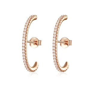 (bild till) Pandora Stil Creoler Eleganta Radianer 14 Karat Roséguld - Sce548