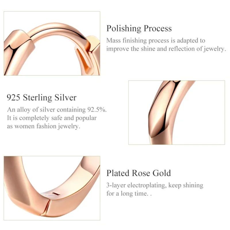 (bild till) Pandora Stil Creoler Enkel 14 Karat Roséguld - Bse119 - View 3