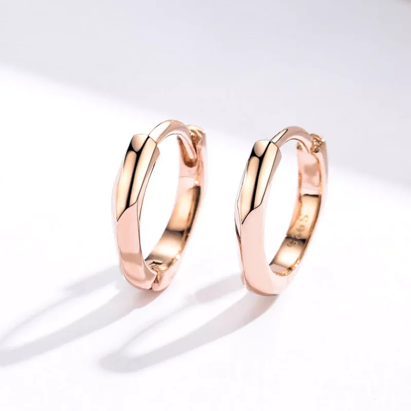 (bild till) Pandora Stil Creoler Enkel 14 Karat Roséguld - Bse119 - View 5